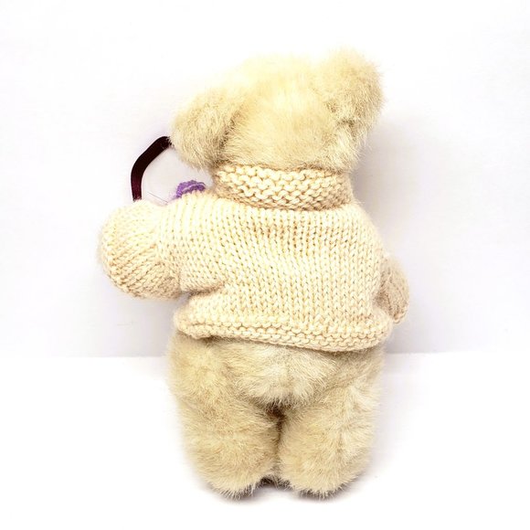 Vtg Boyds Bear Knit Sweater Flower Plush Blond Tan Articulated Legs Posable 8" - Picture 5 of 9